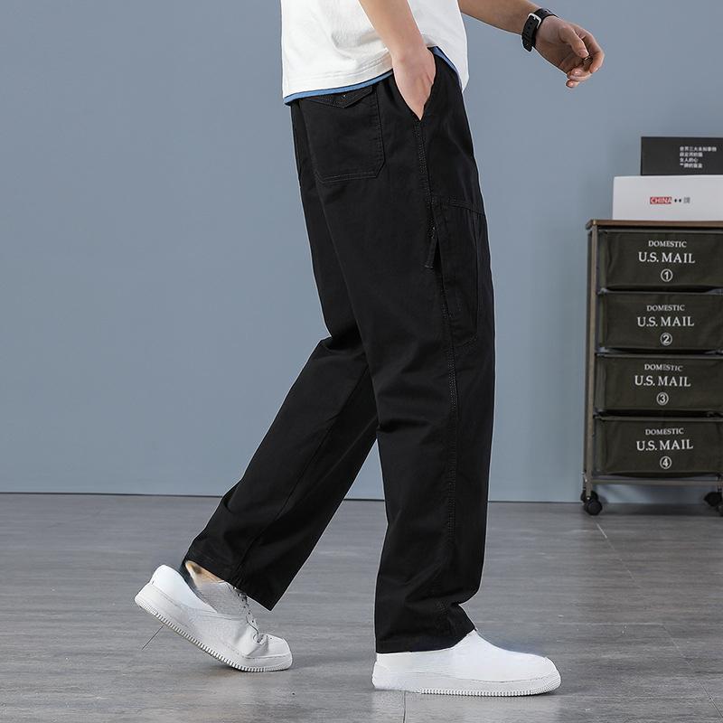 

Новые мужские повседневные брюки с несколькими карманами, рабочие брюки, мужские свободные брюки большого размера с эластичной резинкой на талии, мужская одежда большого размера 3XL чёрный