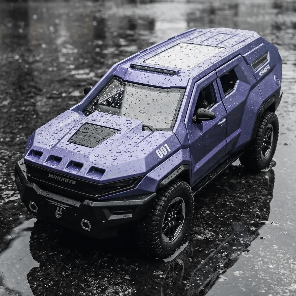 1:24 Rezvani Vengeance Armored Vehicle Alloy Metal Diecast Model Car Sound and Light Pull Back Children Toy Collectible Birthday
