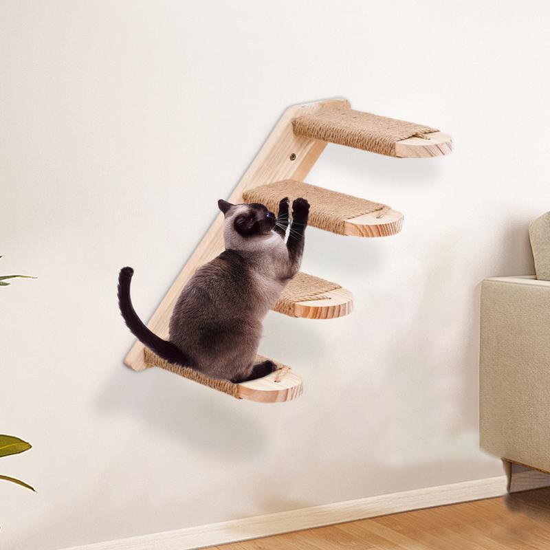 Cat Climbing Shelf Wall Mounted Sturdy Cat Climbing Steps Cat Stairway Cat Climbing Shelf Space-Saving Cat Stairs & Steps For