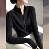 Women's Slim-Fit Knitted Cardigan Coat - Half-High Neck, Perfect for Spring & Autumn