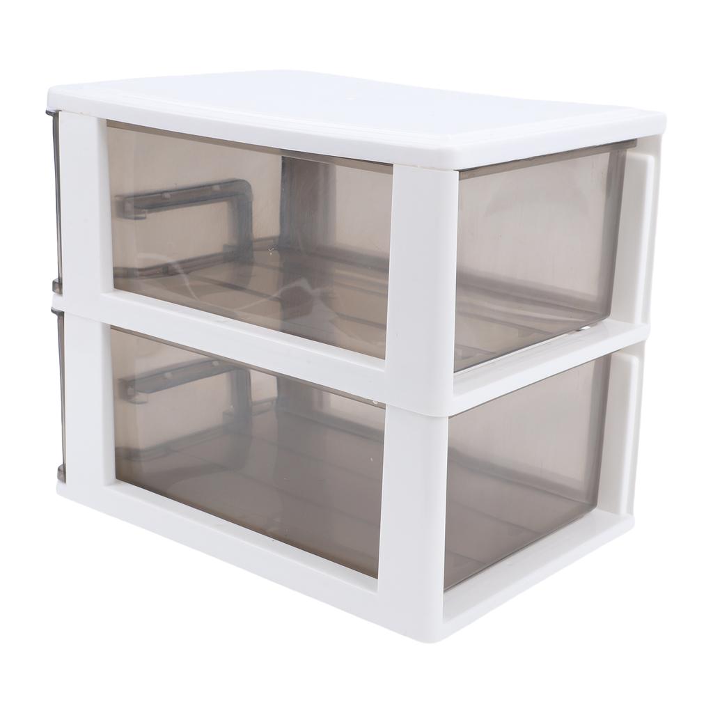 Schreibtisch mit 2 Schubladen, Kunststoff, stapelbar, transparent, Desktop-Aufbewahrungsbox für Büromaterial, für Zuhause, Wohnheim