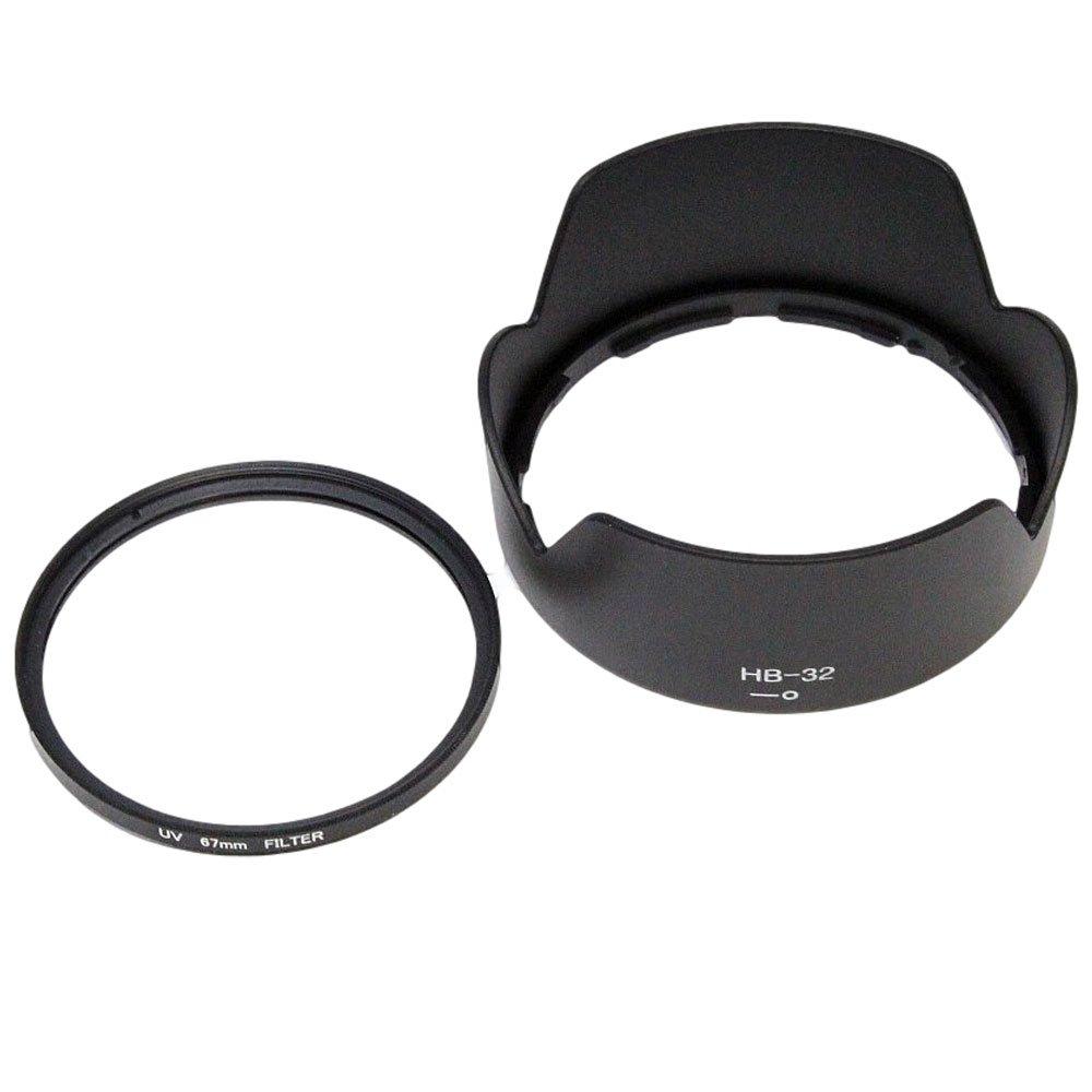 HB3267SET Hood Filter Nikon Compatible Lens Hood with Hood and 67mm Lens Protection Filter F-Foto & Set HB-32 Petal-Shaped