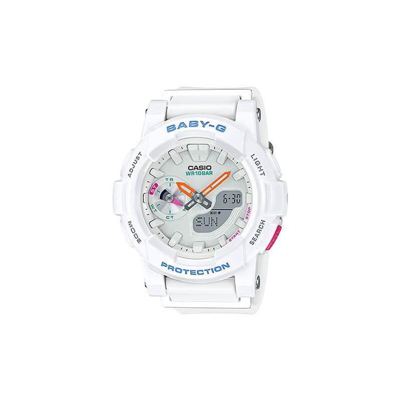 

Casio BABY-G series runner, fashionable and energetic street, classic pointer dual display, waterproof, quartz movement, resin strap, BGA-185-7A белый