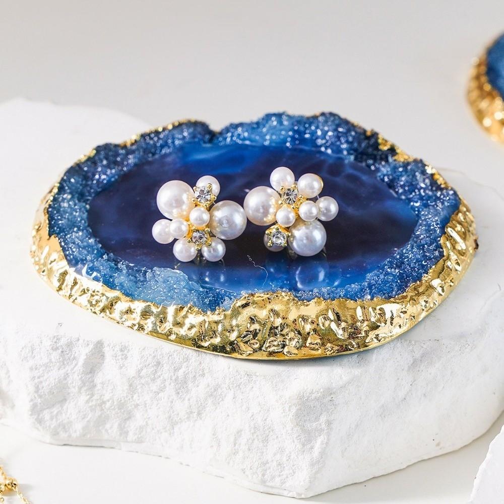 Resin Jewelry Tray for Women Creative Agate Pattern Earrings Holder Dish Exquisite Unique Decorative Ring Tray Perfect Gifts