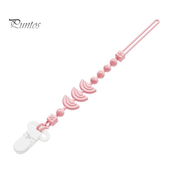 Silicone Pacifier Clip with Teether for Infants, BPA-Free Chewable Baby Anti-Drop Holder Infant Teething Relief Accessory Chain 0-24 Months, Boil-Safe