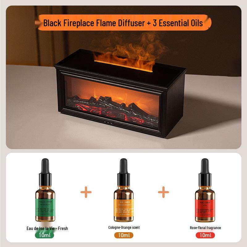 3D Aroma Diffuser & Fireplace Humidifier with Remote Control - Seven-Color LED Display