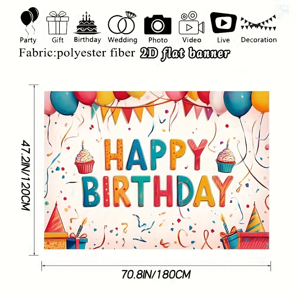 1 piece of 2D flat polyester decorative background cloth with colorful balloon banners for a birthday celebrationzyc
