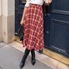Women's Vintage Plaid High-Waist A-Line Casual Midi Skirt