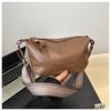 Large Capacity Casual Solid Color Spring Style Foreign Style Fashionable Retro Wide Shoulder Strap Simple Shoulder Crossbody Dumpling Women'S Bag