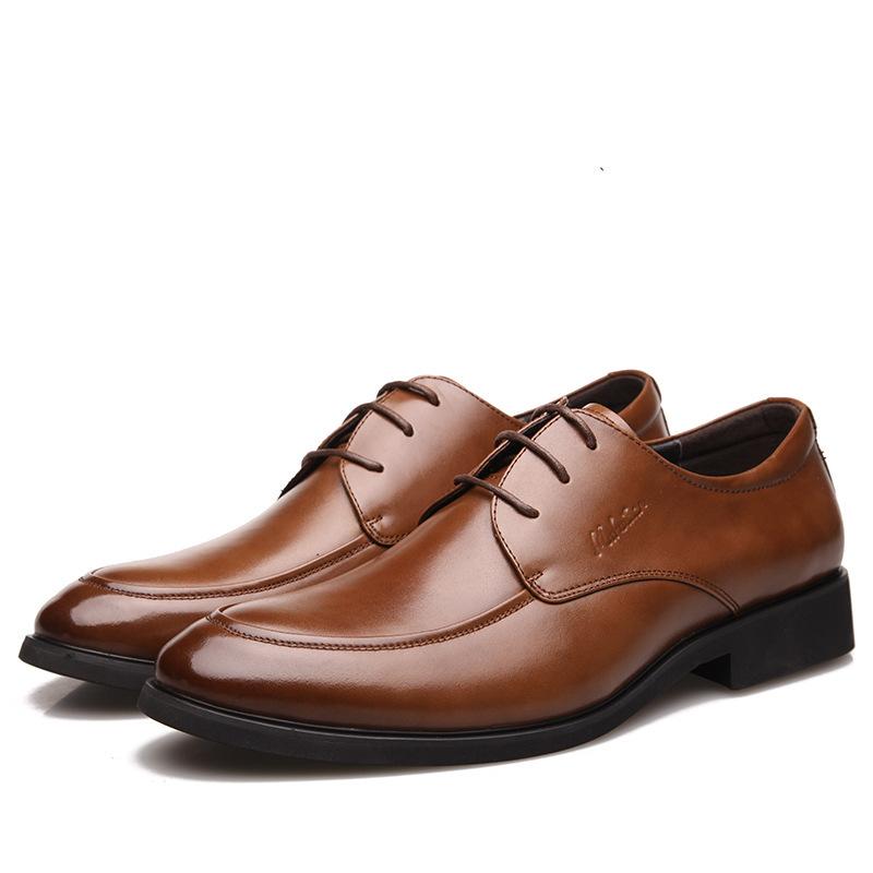 Autumn leather men's shoes men's business leather shoes dress leather shoes casual low-top lace-up cowhide shoes clearance