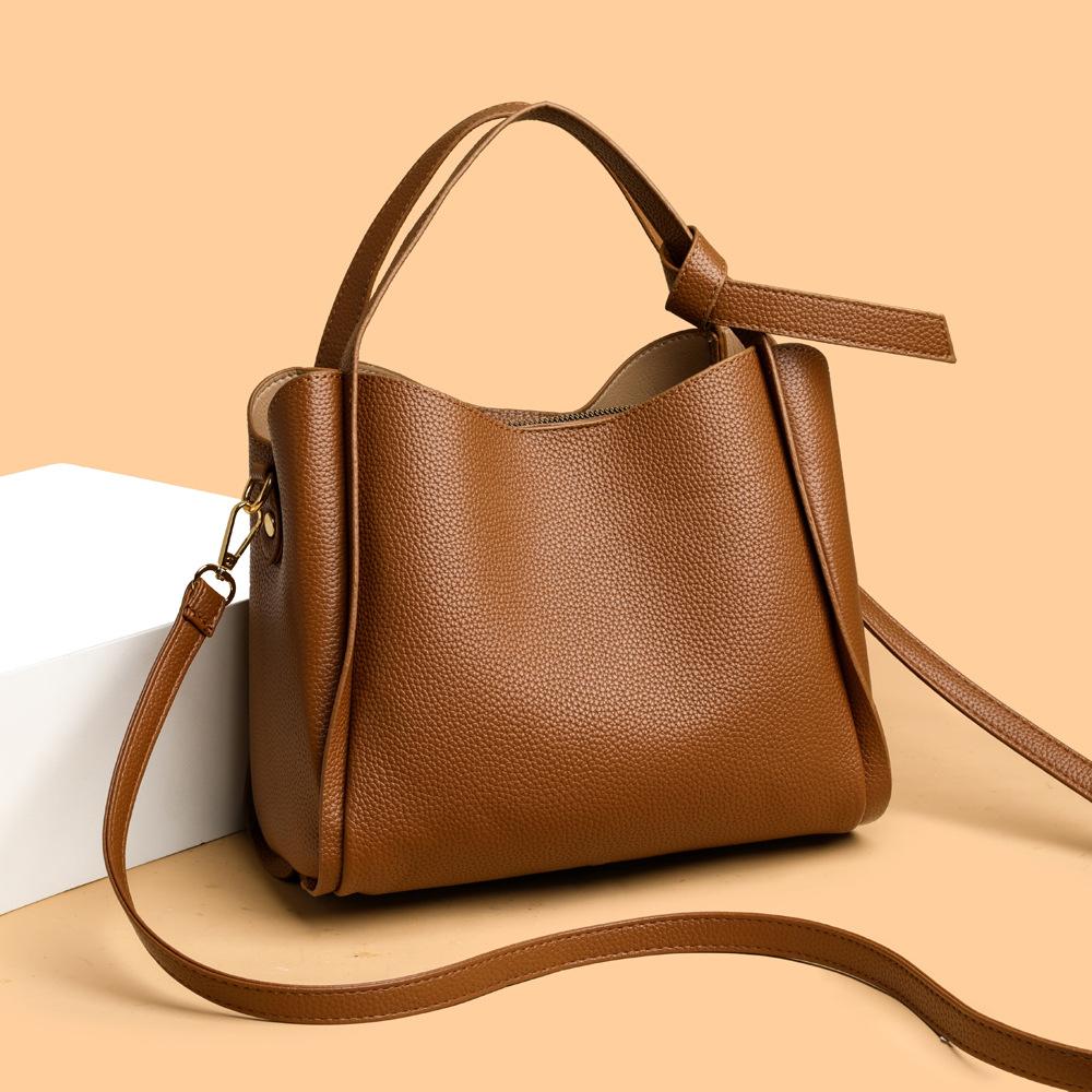 Soft Leather Women'S Bag Handbag Women'S Vegetable Basket High-End Shoulder Bag Crossbody Atmosphere Versatile Bucket Shoulder