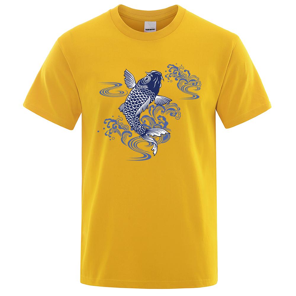 Cyprinus Carpio Haematopterus Koi Man Tshirts Casual Cotton Male Short Sleeve Breathable Oversize Tops Clothes