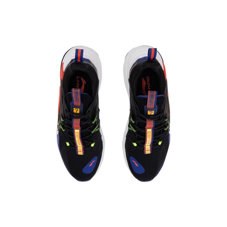 Li Ning Spark Cushioning Slip Resistant Abrasion Resistant Low top Sports Casual Shoes Men's Black Blue AGLQ057-4