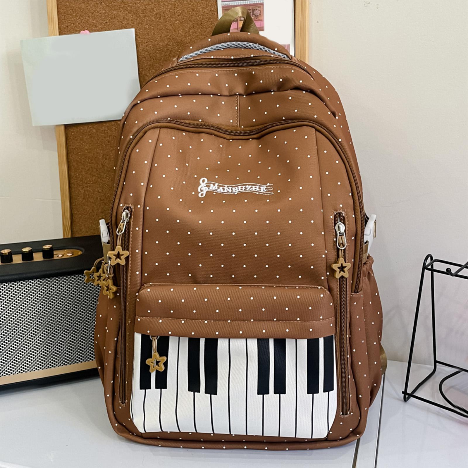 

Polka Dot Piano Women s Backpack Lightweight Casual Simple Design School Bag Travel Bag with Zipper for College Students Teens