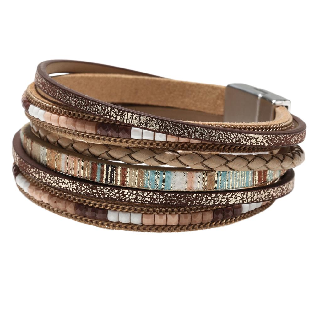 Mode Leren Armband Handgemaakt Boheemse Handgeweven Armband Meerlaagse Leren Armband Boheemse Voor Speciale Gelegenheden
