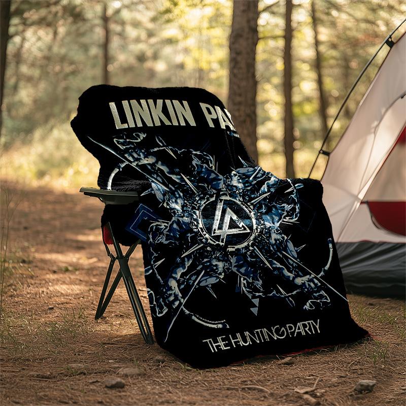 1pc Linkin Park1 Theme Blanket - Digital Print, Polyester, Cozy for All Seasons, Perfect for Outdoor, Camping, and Travel
