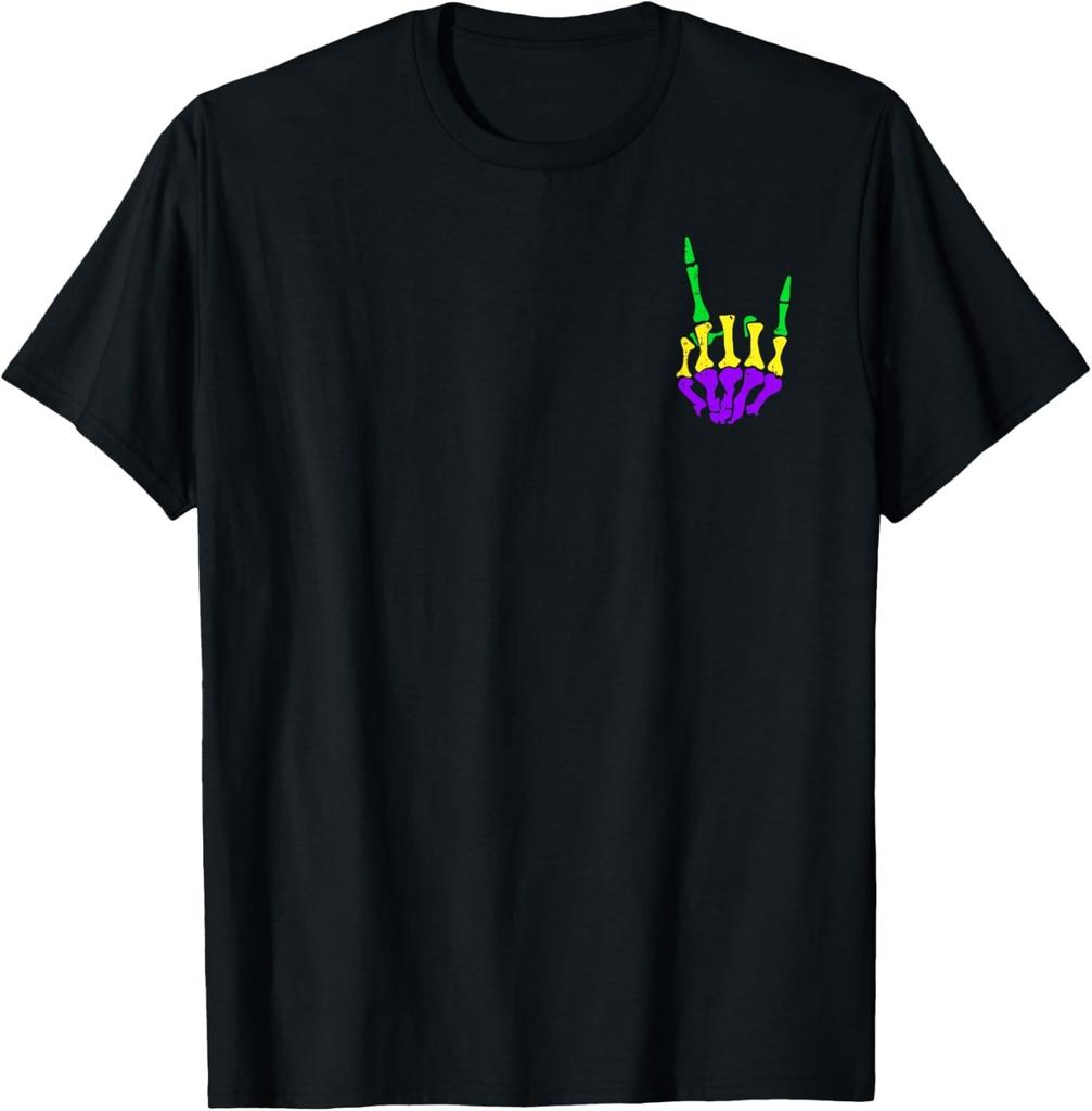 Skeleton Rock Hand Pocket Mardi Gras Bones Music Love Unisex T-Shirt