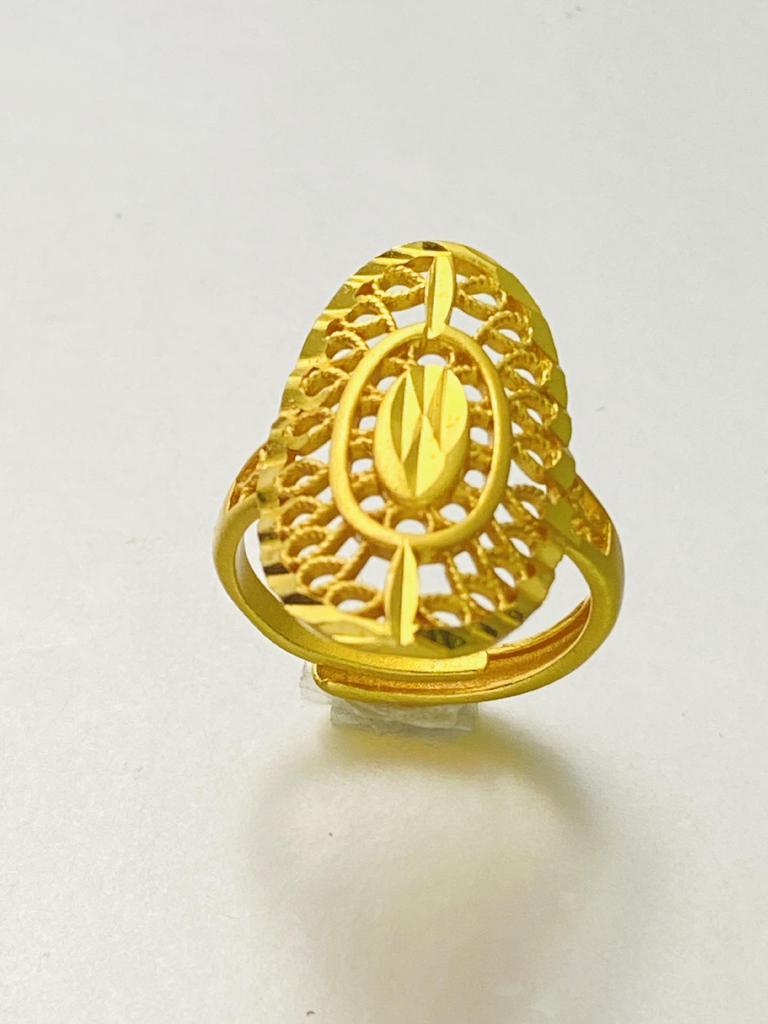 24K Gold Plated Adjustable Brass Ring - Personalized High-End Design