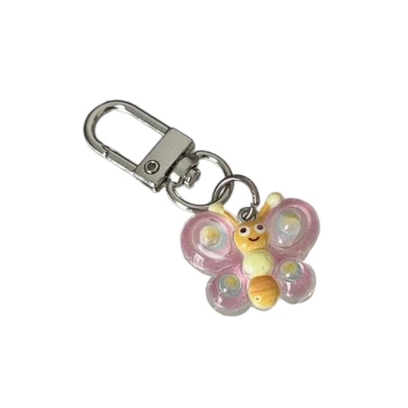 Cute Cartoon Colorful Smile Butterfly Keychain Resin Bag Charm for Women Girls Trendy Accessories for Friend