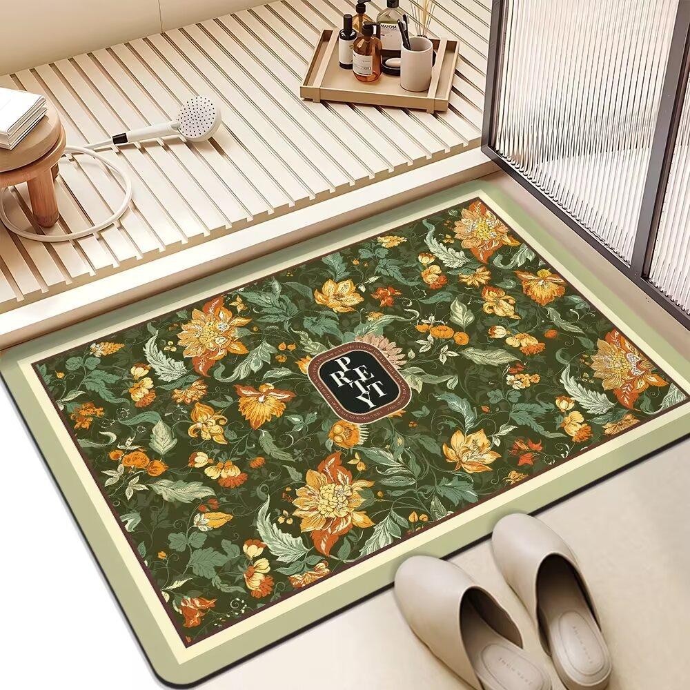 American Flower Light Luxury Advanced Sense Bathroom Absorbent Mat Dirty Non-slip Mat Toilet Quick Dry Good Care Door Mat