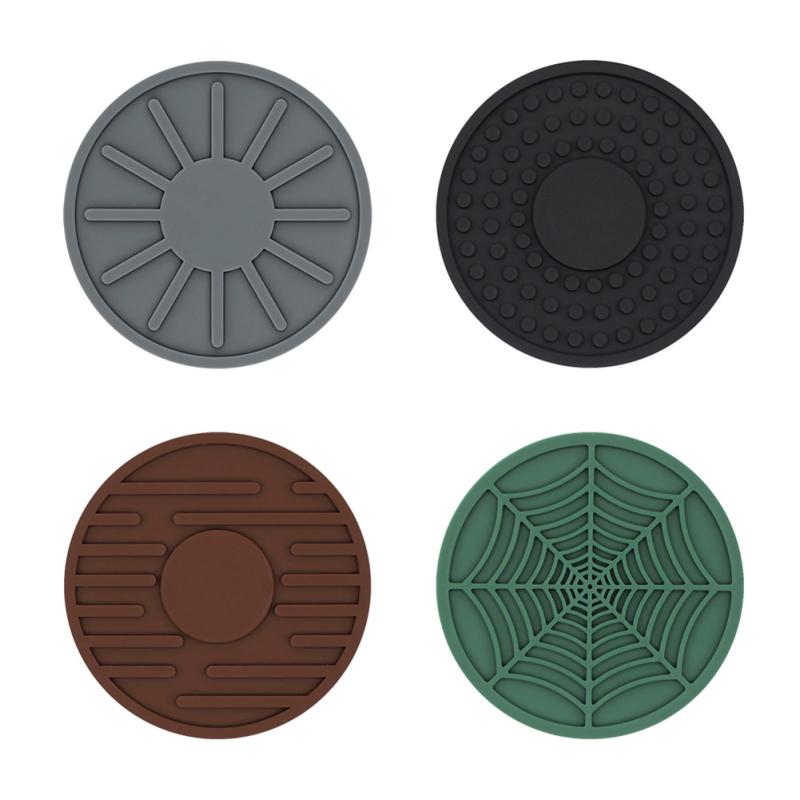 

hot! 4pcs Silicone Coaster Creative Round Universal Household Cup Mat For Water Cup Coffee Cup Tea Cup Mixed style mixed color 4pcs