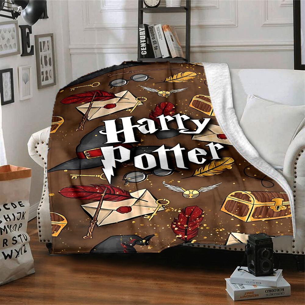 1pc Hogwarts Letter Blanket Lightweight Flannel Throw For Sofa, Bed, Travel, Camping, Livingroom, Office, Couch, Chair, And Bed