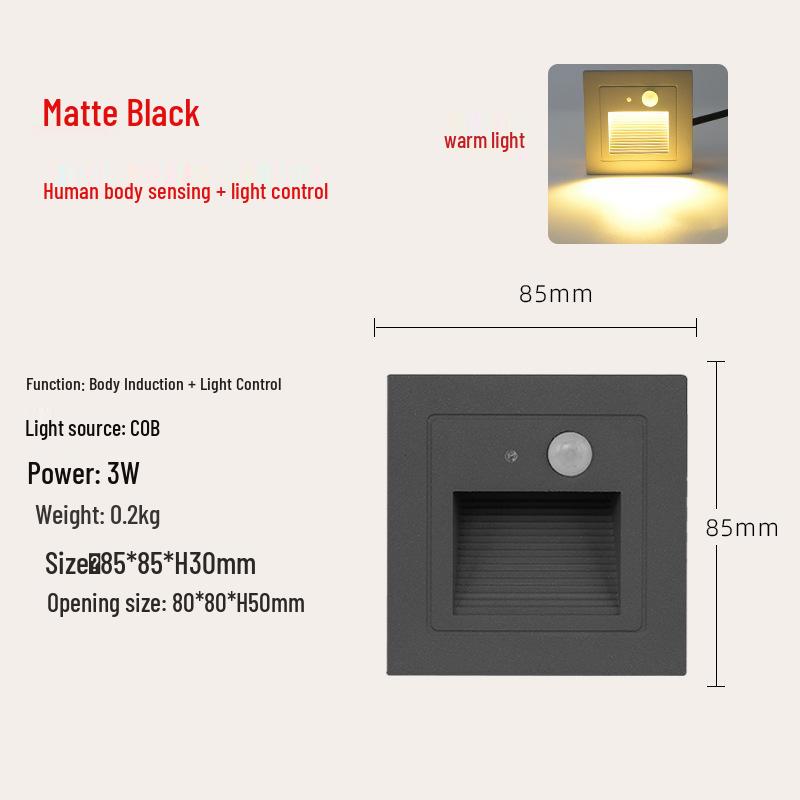 Outdoor LED Motion Sensor Step Light, Waterproof Recessed Aluminum Plinth Light