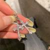 Simple Silver Color Star Earrings for Women Opal Stone Heart Hoop Earrings Punk Y2K Cute Daily Wear Jewelry Party Gifts
