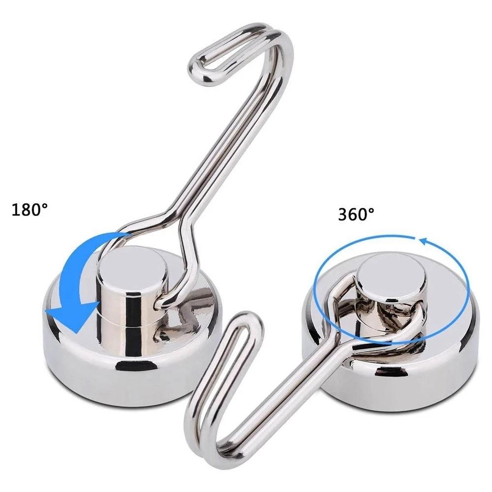 2/4/8 STÜCKE Magnethaken Hochleistungsmagnete Haken 30LB Starker Neodym-Magnet mit Schwenkhaken für den Kühlschrank in der Küche zu Hause
