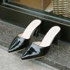 Fashion Summer Ladies Shoes 2024 New Retro Pointed Toe Women's Slippers Dress Office Slip On Ladies Heeled Shoes Thin Heel Female Mules
