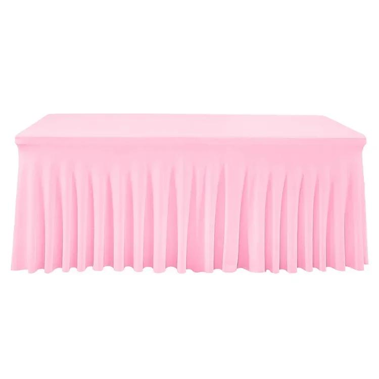 

Solid Color Conference Tablecloth Exhibition Table Cover Rectangular Hotel Banquet Table Skirt New Milk Silk Elastic Tablecloth 4FT(122x60x76cm) рожевий