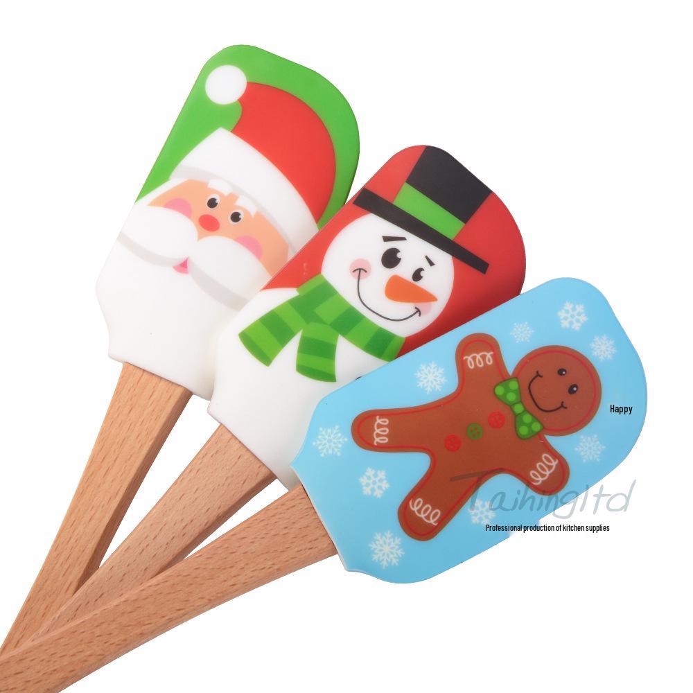 Creative Silicone Spatula with Beech Wood Handle - Perfect for Butter and Cream, Ideal Christmas Gift