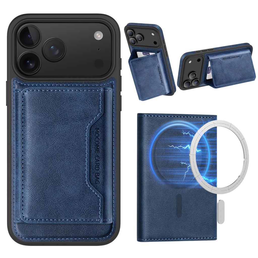 Apple 17 Pro Max Magnetischer Kartenhalter Ständer Lederhülle - Sturzsicheres Schutz-iPhone 16 Cover mit Kartenschlitz