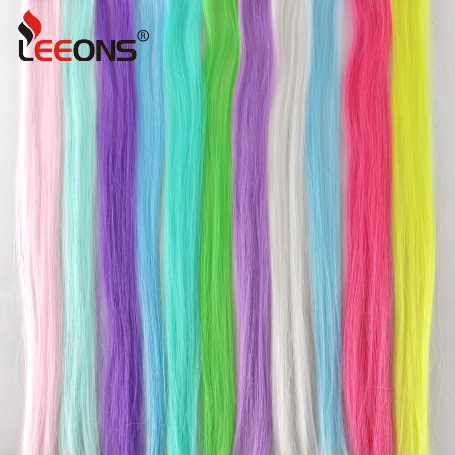 Synthetische leuchtende Clip-in-Haarteile, lange, gerade Regenbogenfarben, künstliche Haarteile, Verlängerungen auf Clips, einteilig, für Frauen