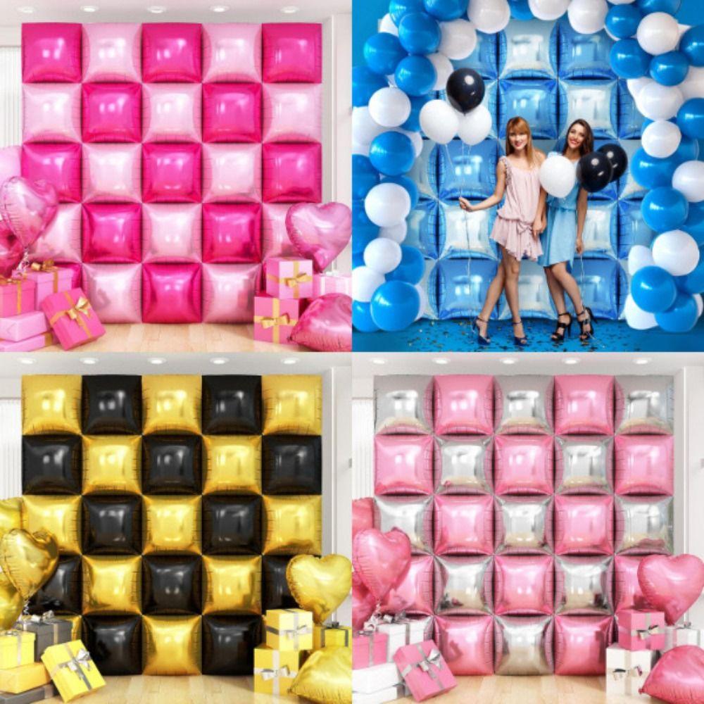 50Pcs Double Side Square Background Block DIY Wall Balloons Square Foil Balloons  Birthday Party