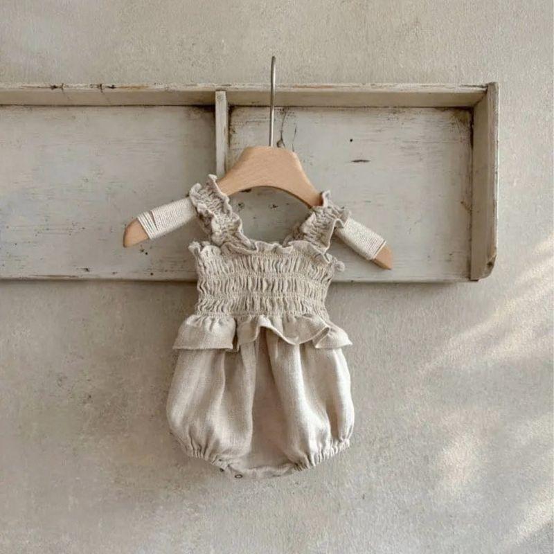 Sister Matching Outfits Baby Clothes Summer Style for Girls Solid Color Ruffled Strap Princess Romper Jumpsuit