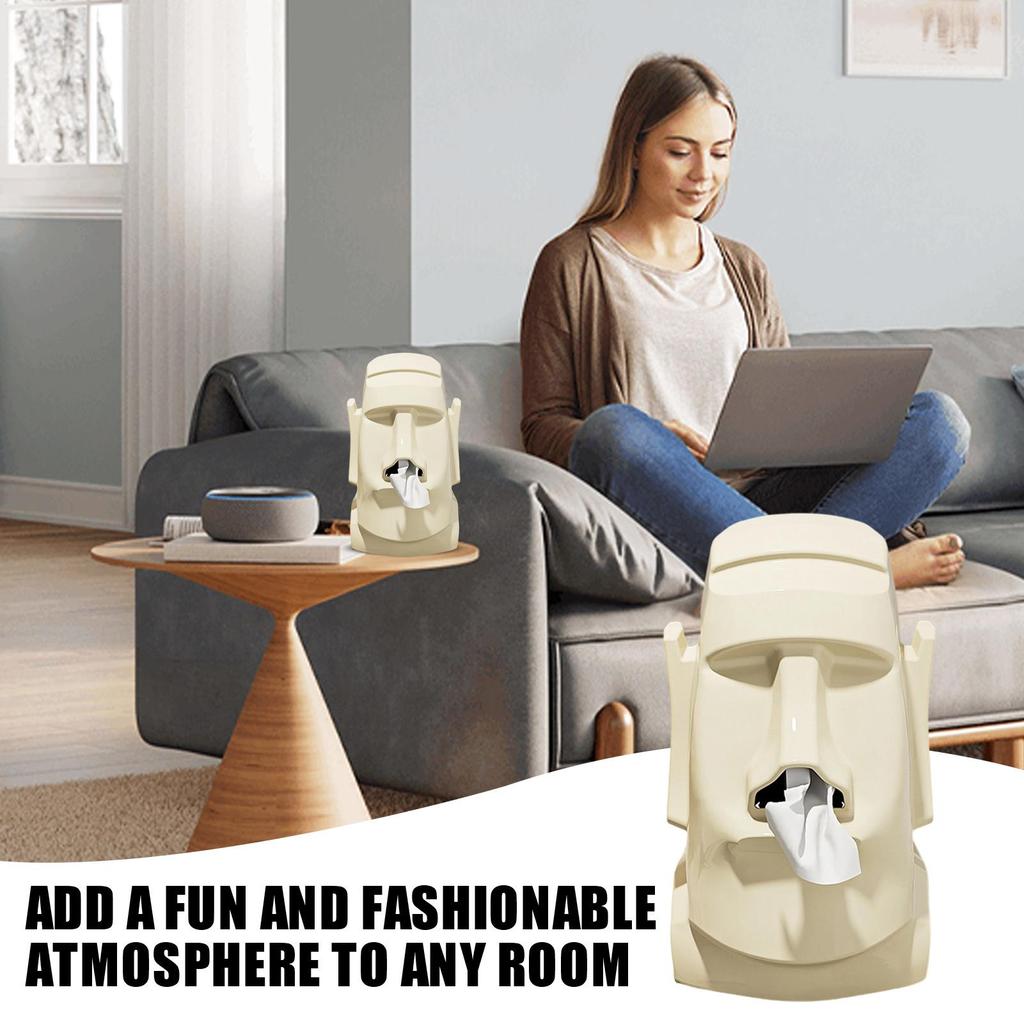 Funny Tissue Holder Easter Island Statue Tissue Box Napkin Organizer Sunglasses Rack For Desktop Vanity Table Shelf Study Dorm