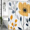 Flat Wind Floral Shower Curtain, Bathroom Decorative Shower Curtain, Waterproof Shower Curtain with Hooks