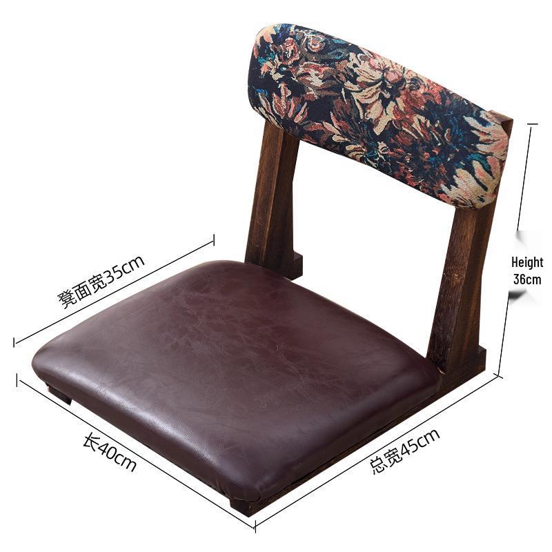Solid Wood Bay Window Sofa Chair with Backrest - Comfortable for Long Sitting, Perfect for Balcony or Tatami.