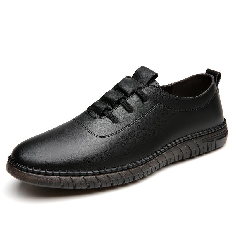 [Manual Sewing] Soft Leather Soft sole/Men's One-pedal Casual Little White Shoes Douyin 2025 Straight