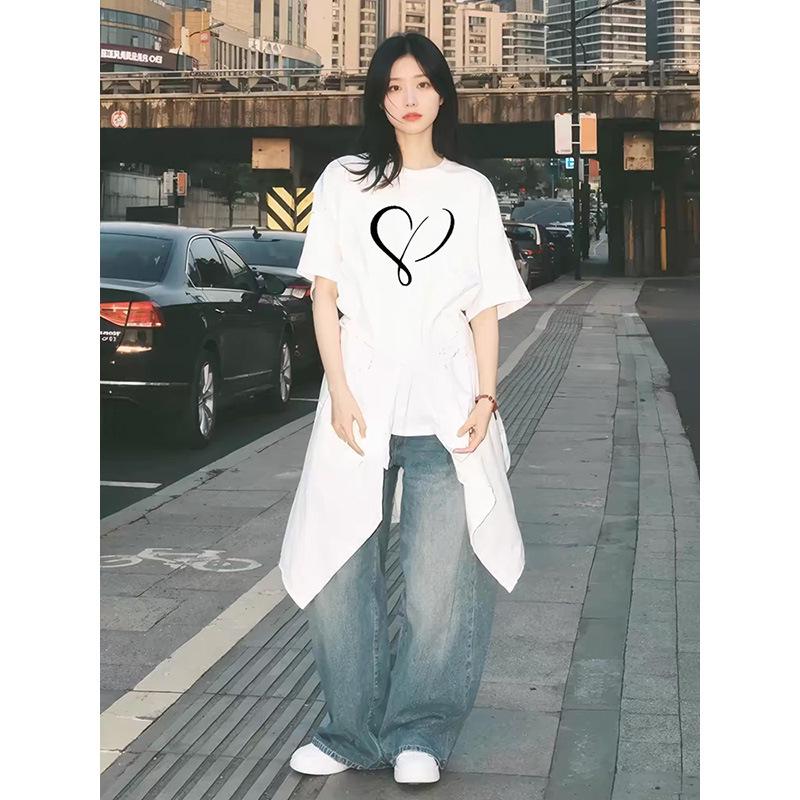 

Женская ретро черная хлопковая футболка с коротким рукавом - Коллекция Лето 2025 3XL белый