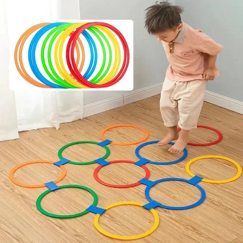 Outdoor Kids Funny Physical Training Sport Toys Latti Jump Ring Set Game 10 Hoops 10 Connectors for Park Play Boys Girls