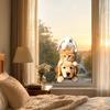 Yousheng Stacking Pet Static Window Cling, Dog Cat Rabbit Decorative Glass Sticker, No Adhesive Removable Animal Window Sticker for