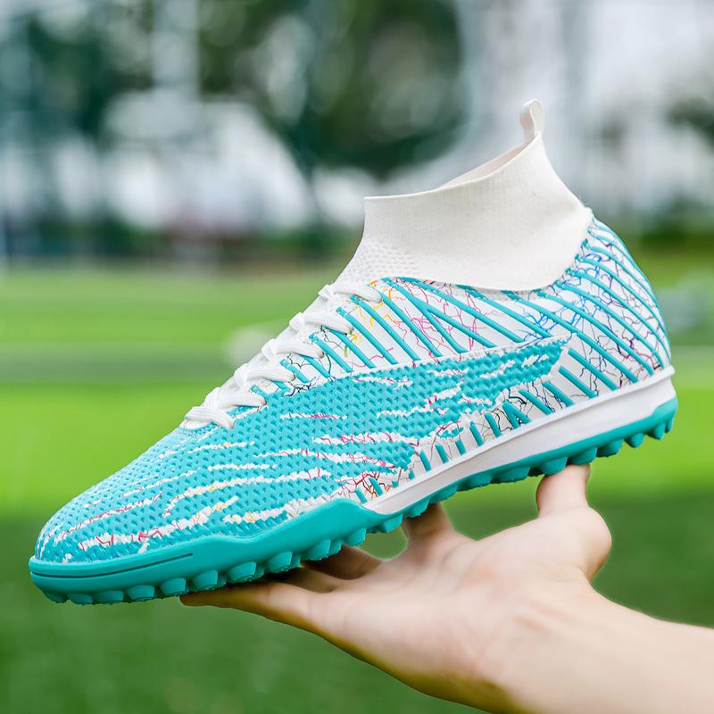 New Spot European Cup Football Shoes Men's High-top Broken Nails Adult Land-making Training Sports Shoes