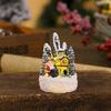 Glowing Resin Christmas House with Santa & Snowman Ornament