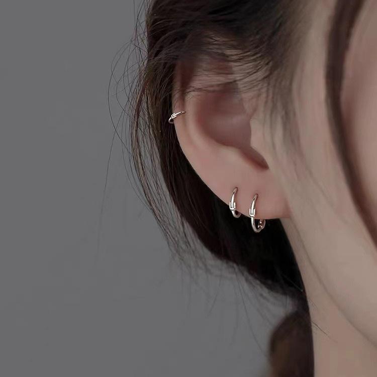 2023 New 925 Sterling Silver Hoop Earrings - Women's Circle Cartilage Studs, Summer Style