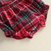 Citgeett Summer Christmas Infant Baby Girl Outfit Flying Sleeve Plaid Tops Bloomer Shorts Xmas Clothes Set