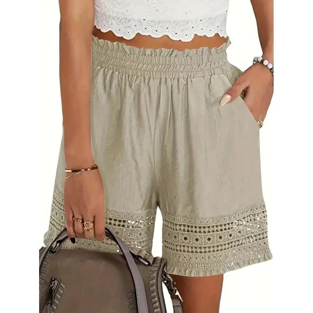 Sommernye kvinners fritidsshorts med blonder