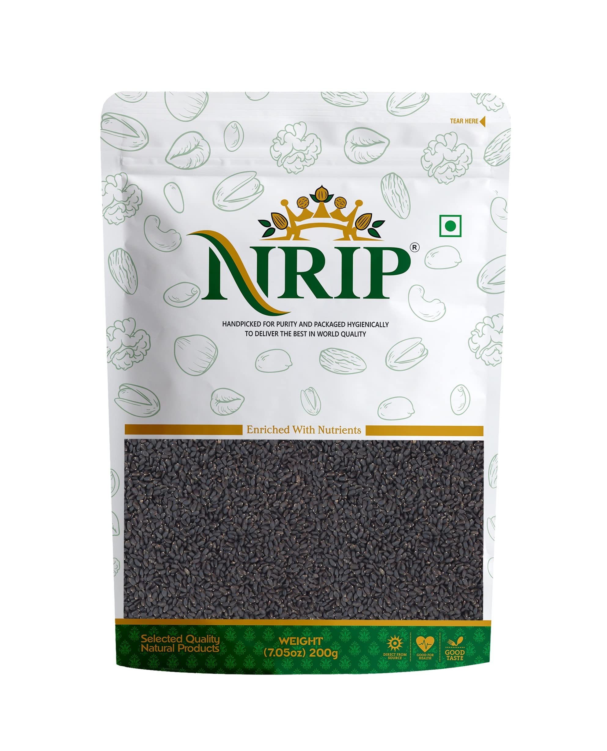 

NRIP Basil Seeds 200g - Sabja Seeds | Beat the Summer Heat | High Fibre and Omega 3 | Seed for Eating | Weight Management