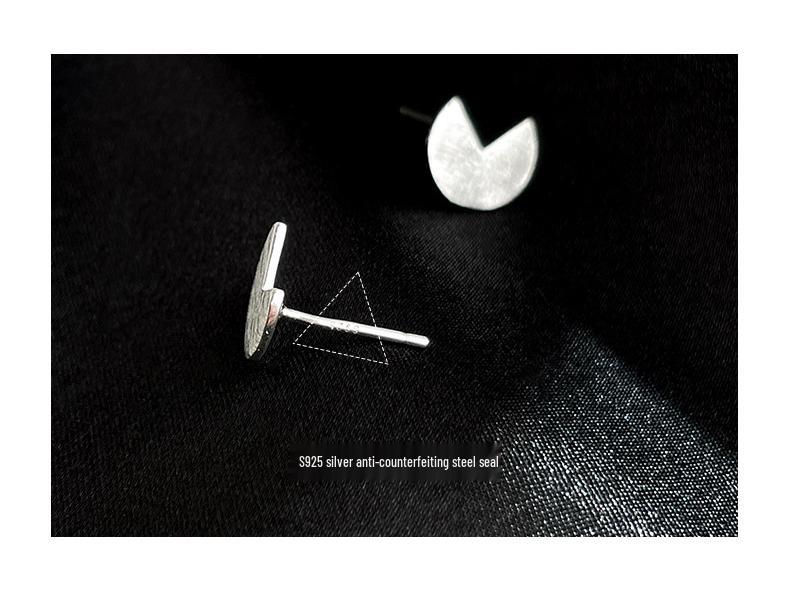 Banyan Tree S925 Silver Brushed Geometric Cutaway Round Earrings for Women - Sweet Cool Style